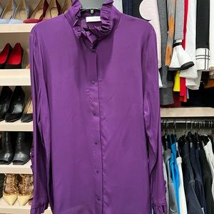Roseanna Jacques Ruffle Trim Blouse - Plum